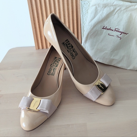 Salvatore Ferragamo Carla Heels 8 B Beige / Nude - Picture 7 of 10